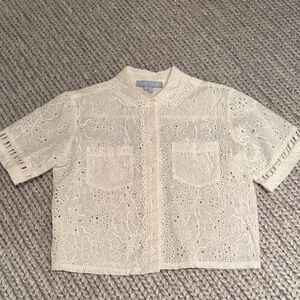 Hill House 100% cotton white eyelet lace Annette Blouse